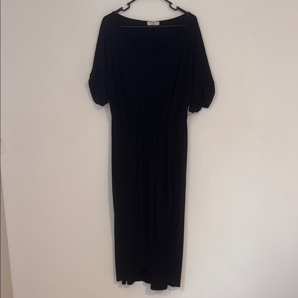Zenana Outfitters Black Puff Sleeve Midi Dress
